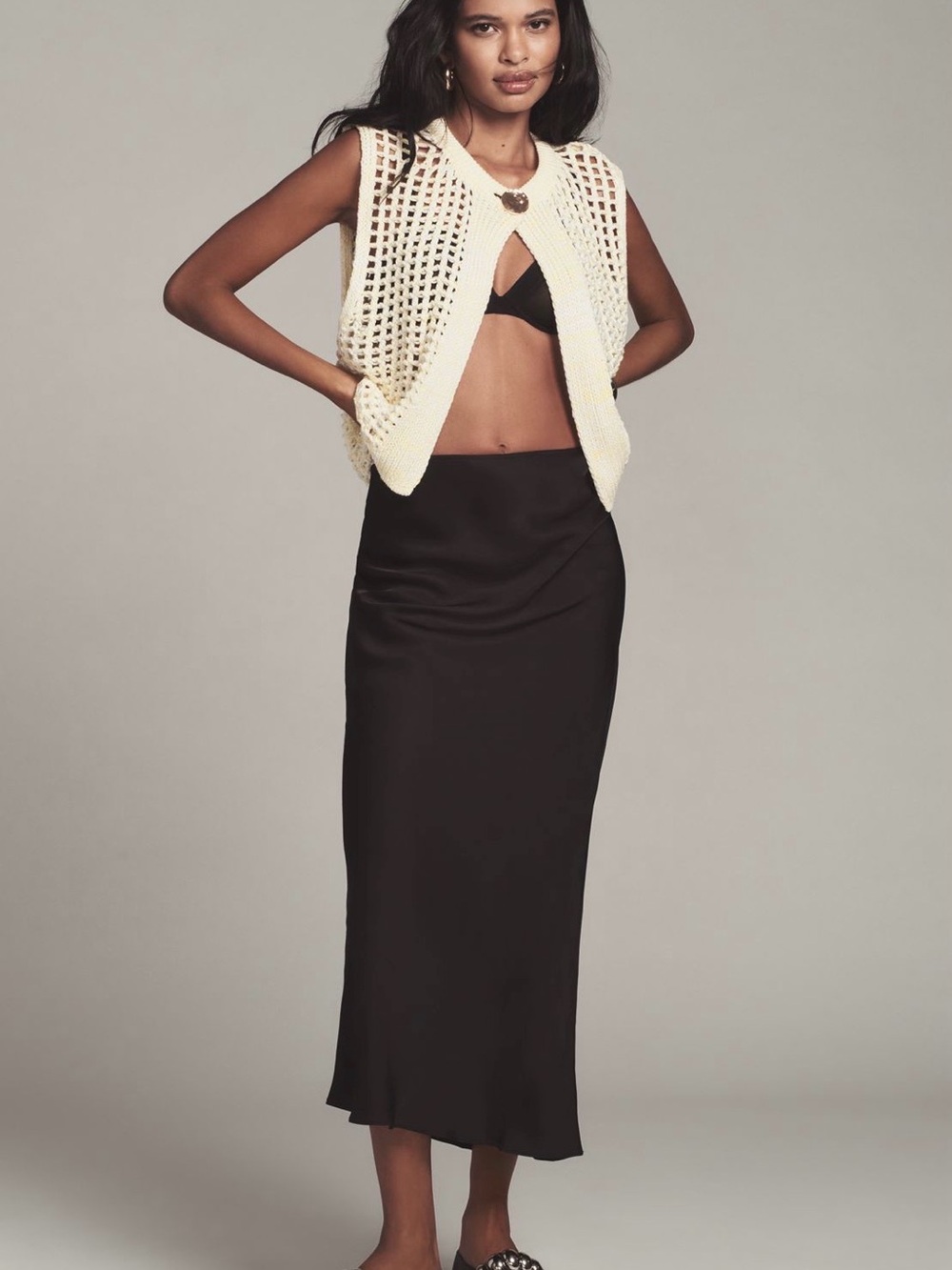 Anthropologie Cream Open-Knit Sleeveless Sweater Vest - Unbranded - Picture 5 of 8